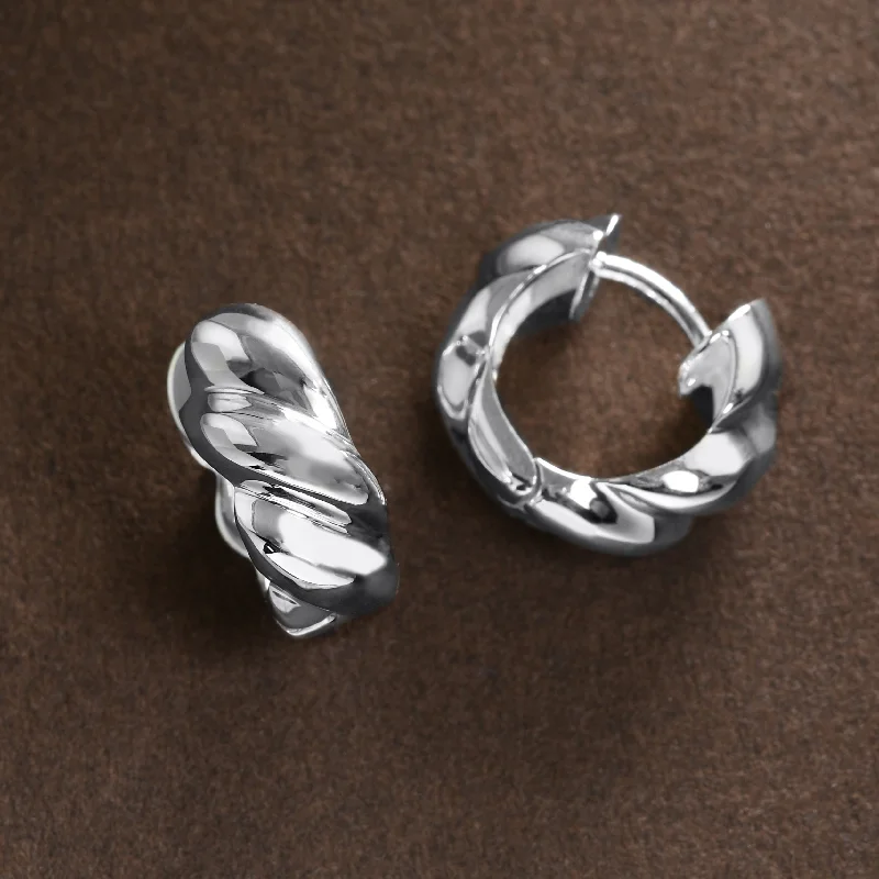 Modern Drop Earrings-Sculpted Twist Hoops