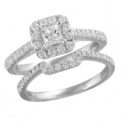 Fashionable Engagement Ring Set-14KW 1.00CTW DIAMOND FANCY BRIDAL SET