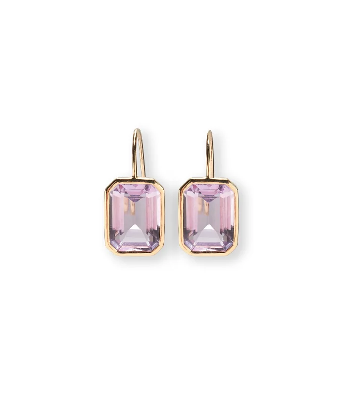 Bridal Earrings with Crystals-14k Gold Aria Earrings in Pink Amethyst