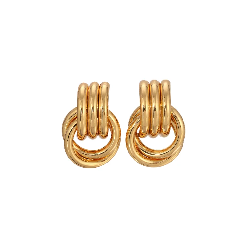 Luxury Wedding Earrings-DOUBLE KNOT GOLD