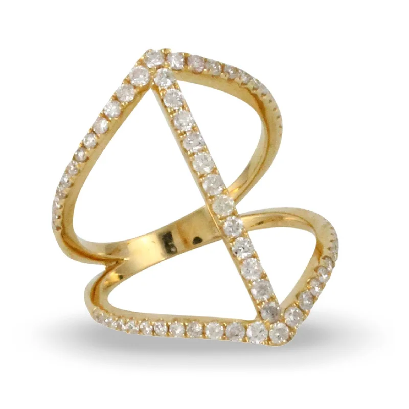 Trendy Gold Wedding Ring-Doves Diamond Fashion Collection 18K Yellow Gold Diamond Ring