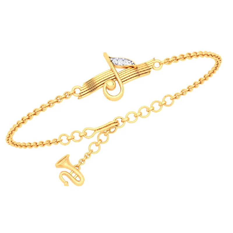 Stackable Gemstone Bracelets for Women-18KT Musical Note With Trumpet Gold Bracelet From Diamond Collection