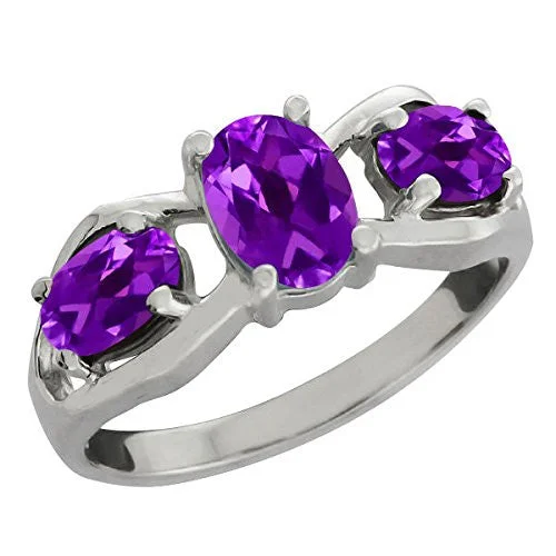 Silver Promise Ring-2 Ct Amethyst Oval Ring .925 Sterling Silver Rhodium Finish