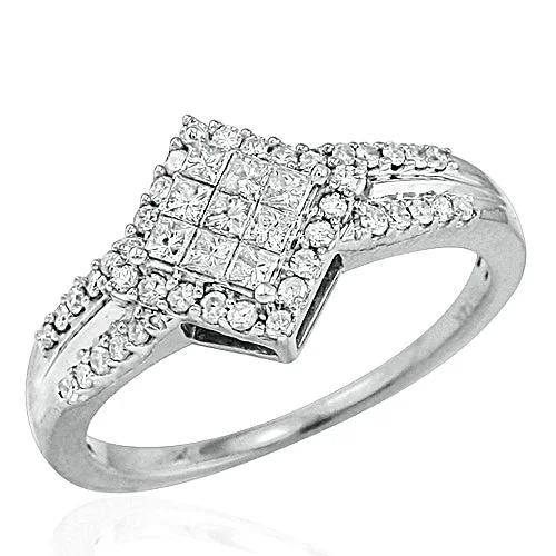 Bridal Engagement Ring-14KW 0.50CTW FANCY LADIES RING