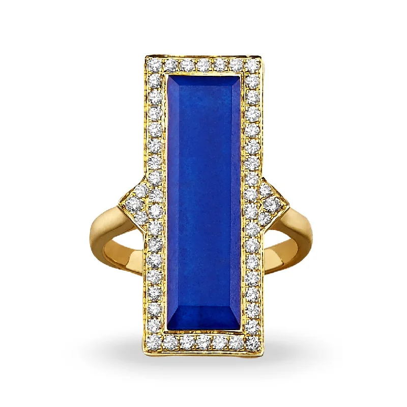 Rose Gold Wedding Ring Set-Doves Royal Lapis Collection 18K Yellow Gold Diamond Ring