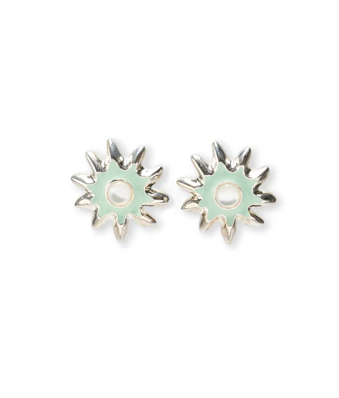 Geometric Earrings for Women-Helios Stud Earrings in Silver