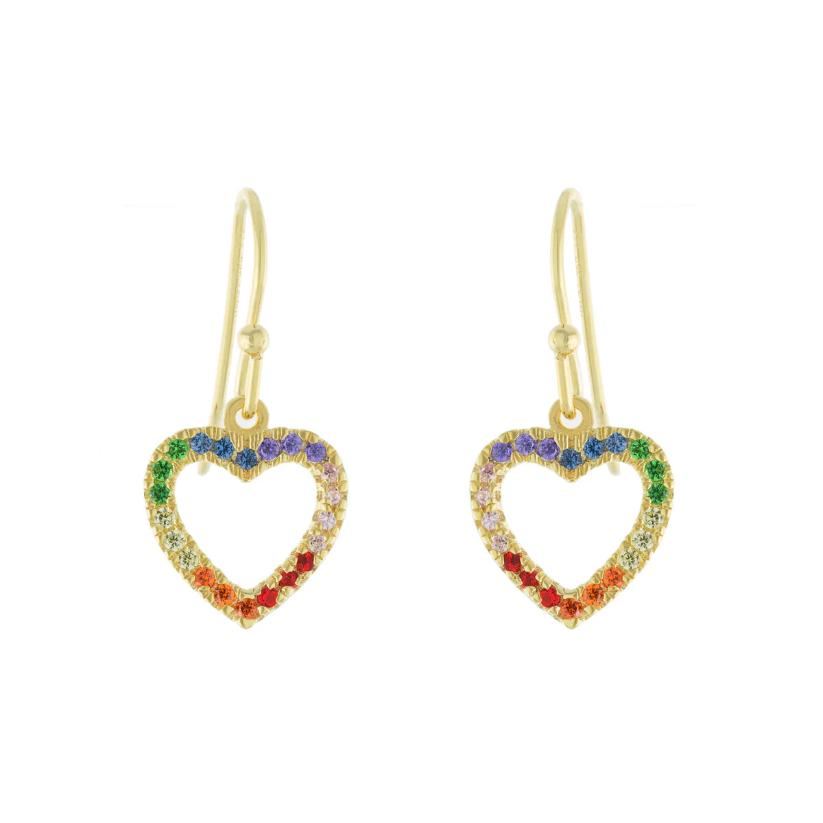 Funky Earrings for Teens-YGP Sterling Multi-Color CZ Heart Drop Earrings