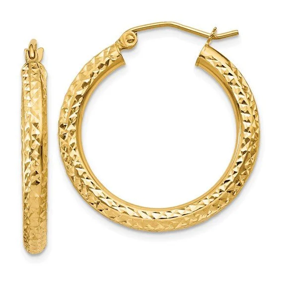 Small Gold Hoop Earrings-14K Y Gold 25.5mm Dia Cut Hoop Earrings