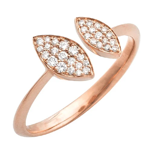 Rose Gold Wedding Ring-14KR 0.20CTW DIAMOND OPEN LEAF RING