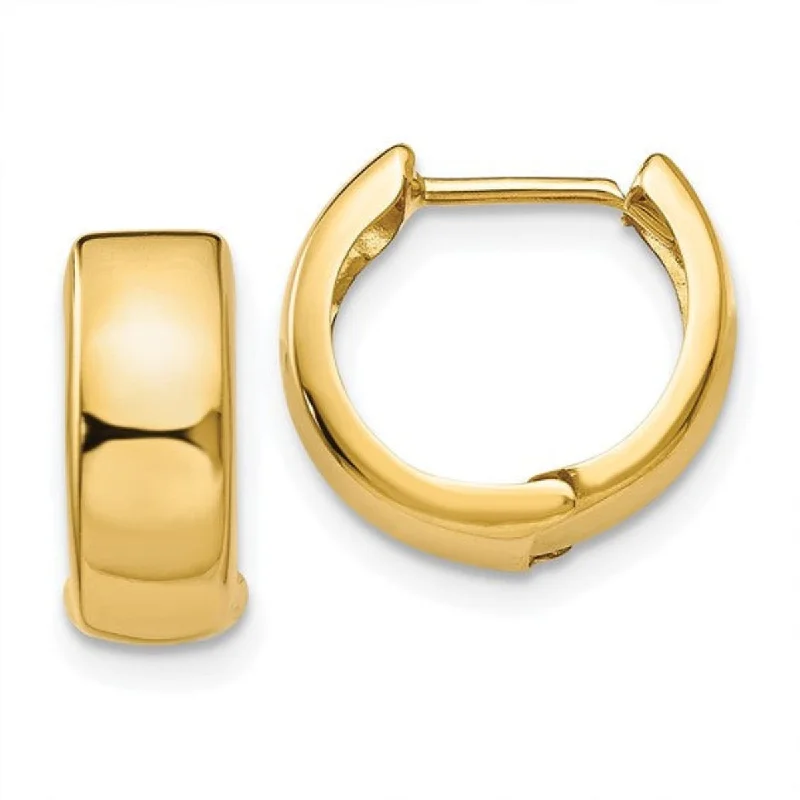 Minimalist Stud Earrings-14K Y Gold 5mm Round Huggie Hoop Earrings