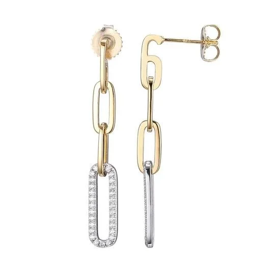 Gemstone Stud Earrings-YGP Sterling Lab-Created CZ Paperclip Earrings