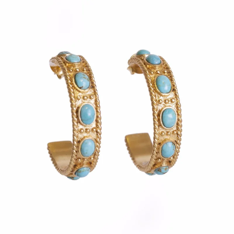 Colorful Drop Earrings for Women-Southwestern Hoops - Turquoise