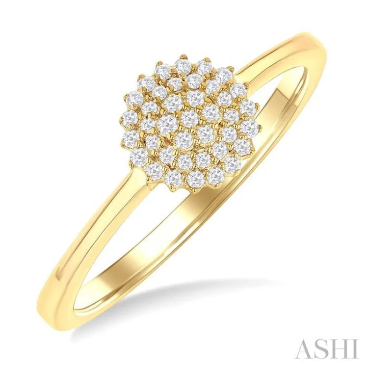 Unique Diamond Ring-1/6 ctw Petite Round Shape Round Cut Diamond Cluster Fashion Ring in 10K Yellow Gold