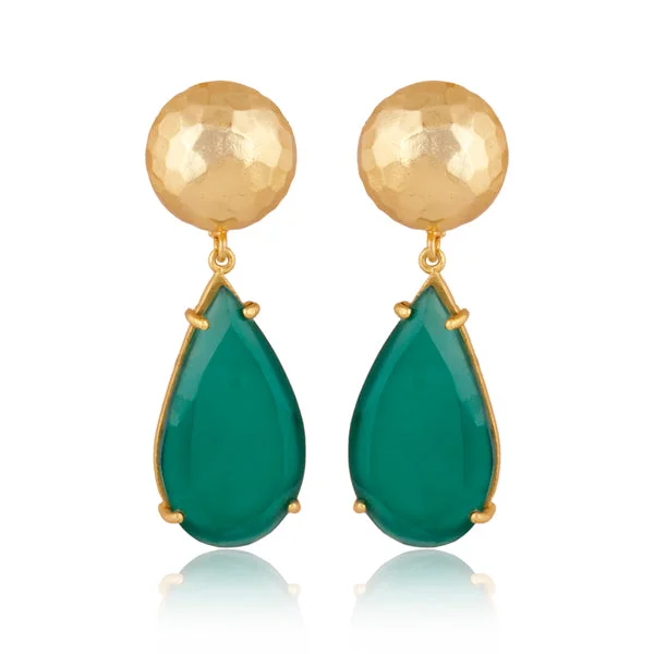 Casual Earrings for Women-Ocean Tide Drop Earrings - Green Onyx