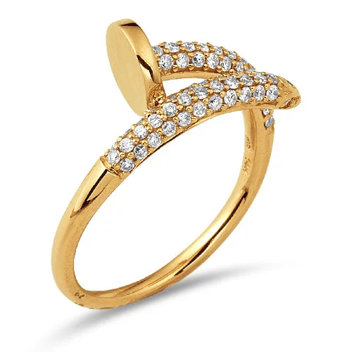 Large Diamond Wedding Ring-14KY 0.50CTW DIAMOND DESIGNER NAIL RING