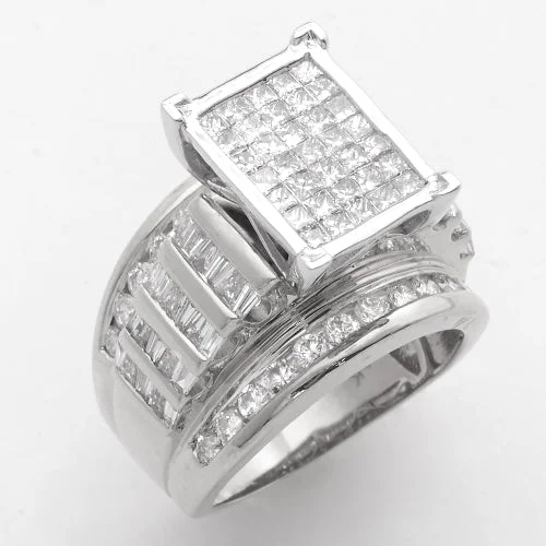 Custom Diamond Wedding Ring-14KW 3.15TW PC DIAMOND CINDERELLA RING