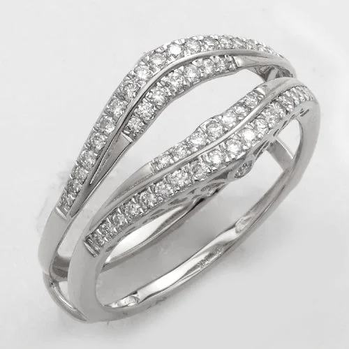 Antique Style Engagement Ring-14KW 0.35CTW DIAMOND RING GUARD