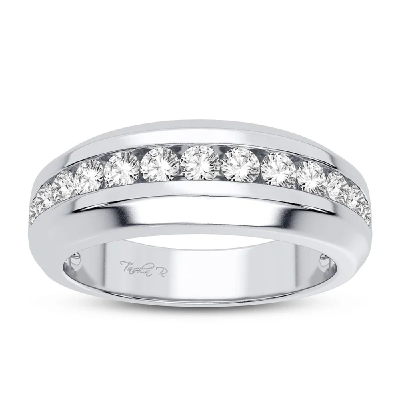 Simple Platinum Wedding Band-14K 0.50CT Diamond Band