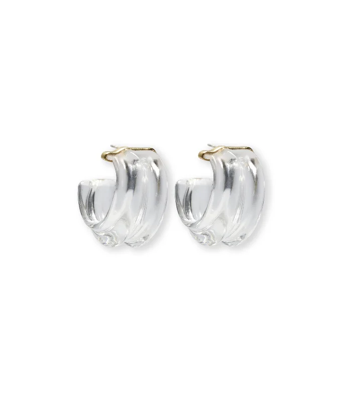 Modern Earrings for Teens-Sculpted Hoops in Storm