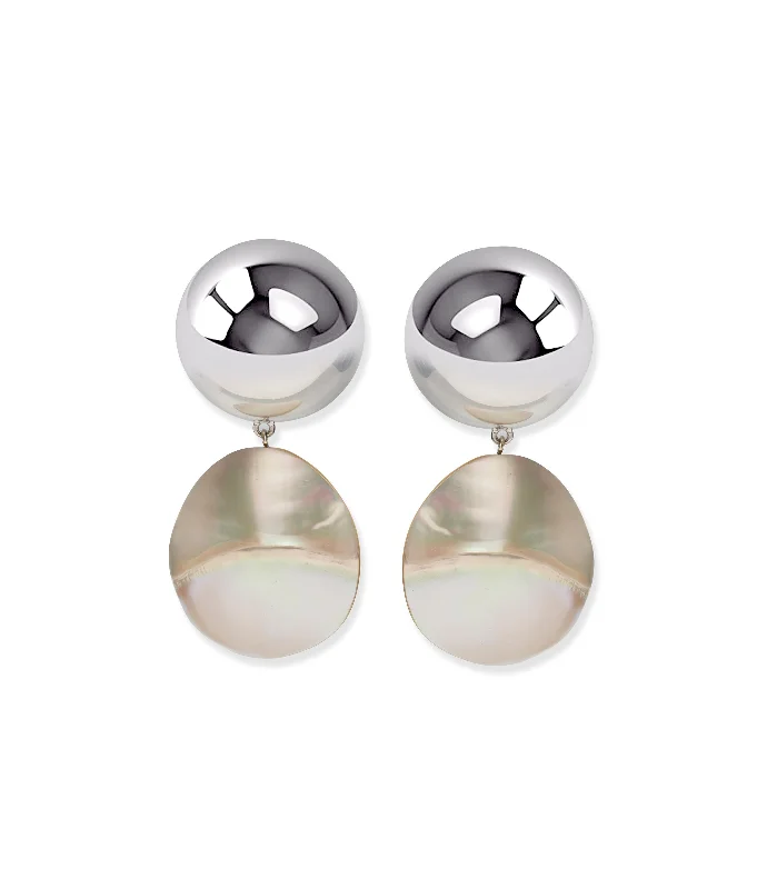 Elegant Pearl Stud Earrings-Rodan Pearl Earrings in Silver