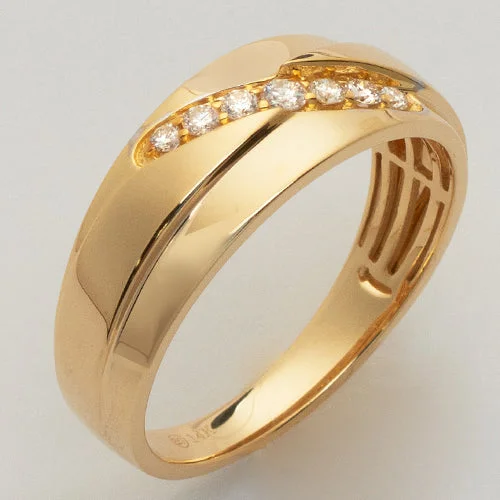 Modern Wedding Band Set for Women-14KY 0.20CTW DIAMOND MENS RING - DIAGONAL ROW