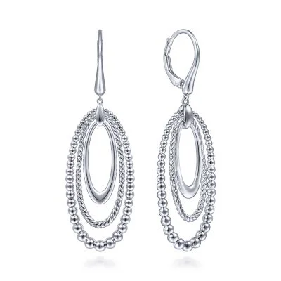 Elegant Drop Earrings-Sterling Silver Bujukan and Rope Drop Earrings