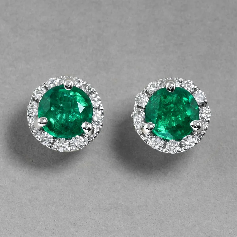 Small Gold Hoop Earrings-Emerald Studs With Diamonds