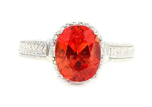 Classic Ring for Women-3 Ct Citrine & Diamond Oval Ring .925 Sterling Silver Rhodium Finish