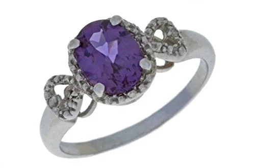 Rose Gold Wedding Ring-2 Ct Alexandrite & Diamond Oval Heart Ring .925 Sterling Silver Rhodium Finish