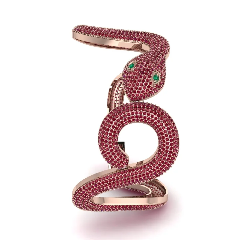 Trendy Men’s Beaded Bracelet-Gorgeous Ruby Snake Bracelet - Ronald No. 17