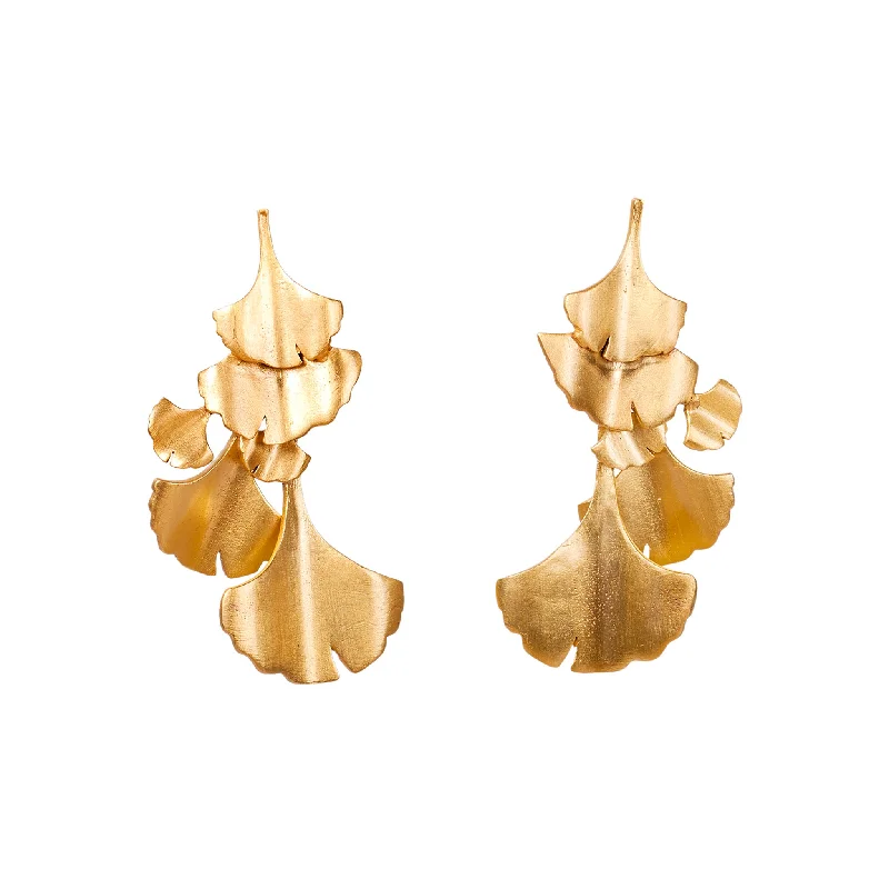 Luxury Bridal Earrings-Ginkgo Chandelier Earrings