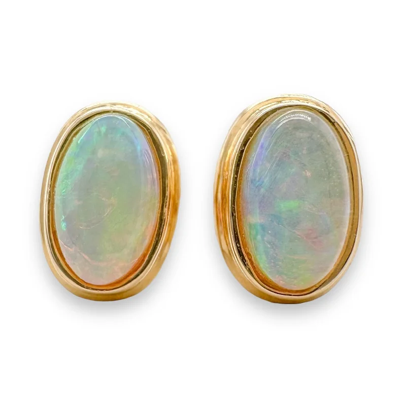 Classic Stud Earrings-14K Y Gold 0.39ctw Oval Opal Stud Earrings