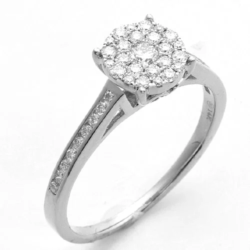 Luxury Wedding Band-14KW 0.50CTW DIAMOND LUNA CLUSTER RING