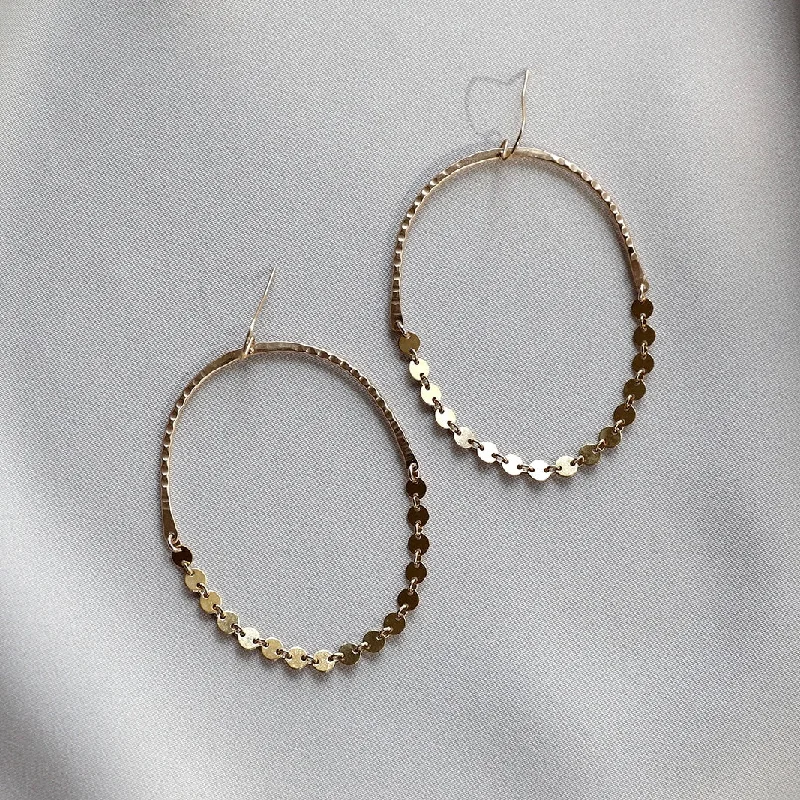 Sparkling Silver Earrings-Bell Hoops