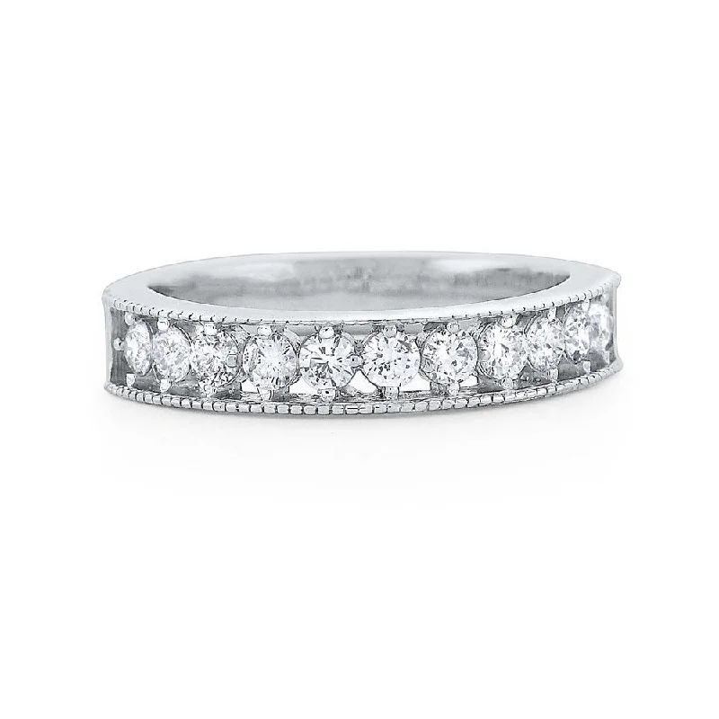 Sparkling Engagement Ring-Diamond Eternity Band Set in 14 Kt. Gold