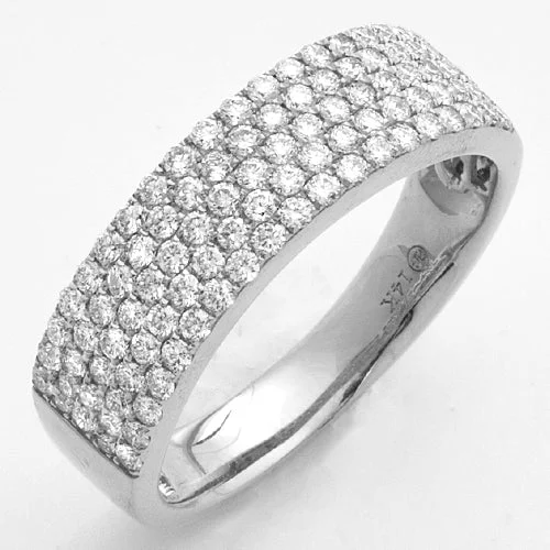 Classic Ring for Women-14KW 1.20CTW DIAMOND 5-ROW FLAT PAVE MENS BAND