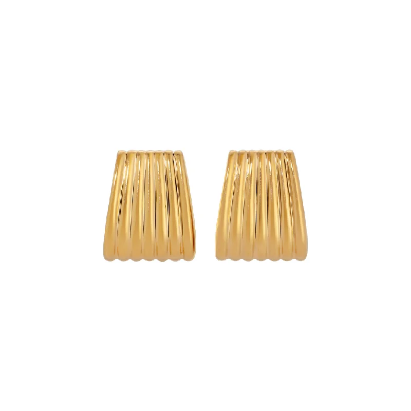 Gold Plated Earrings-RIBBED MAXI GOLD