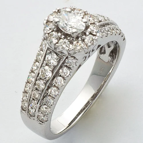 Vintage Engagement Ring-14KW 1.45CTW DIAMOND OVAL SHAPE BRIDAL