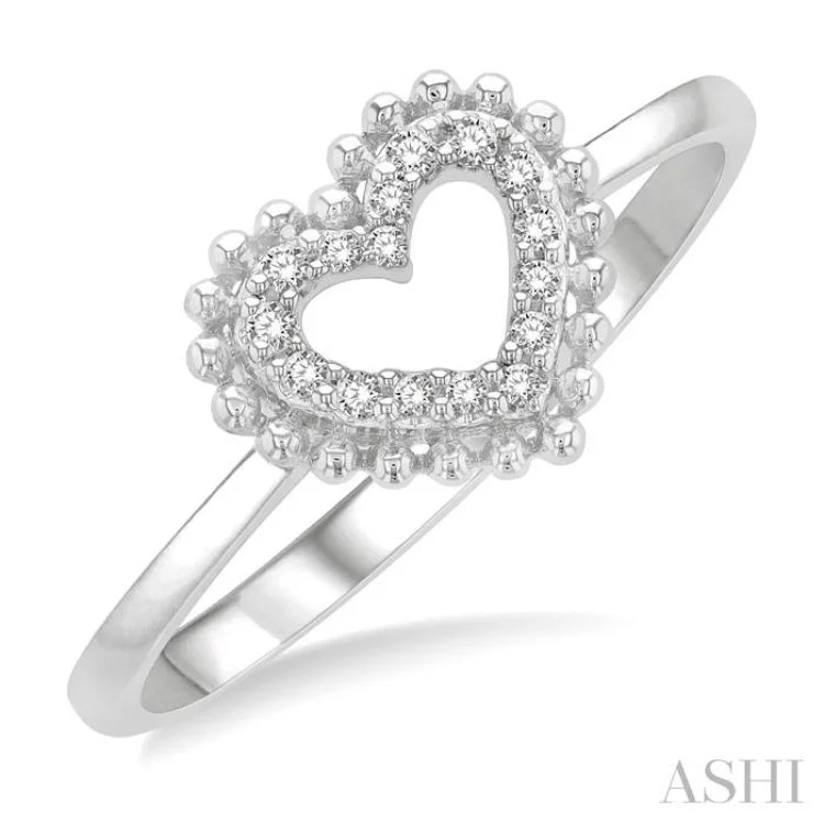 Unique Gemstone Ring for Women-1/10 ctw Petite Heart Round Cut Diamond Stackable Fashion Ring in 10K White Gold