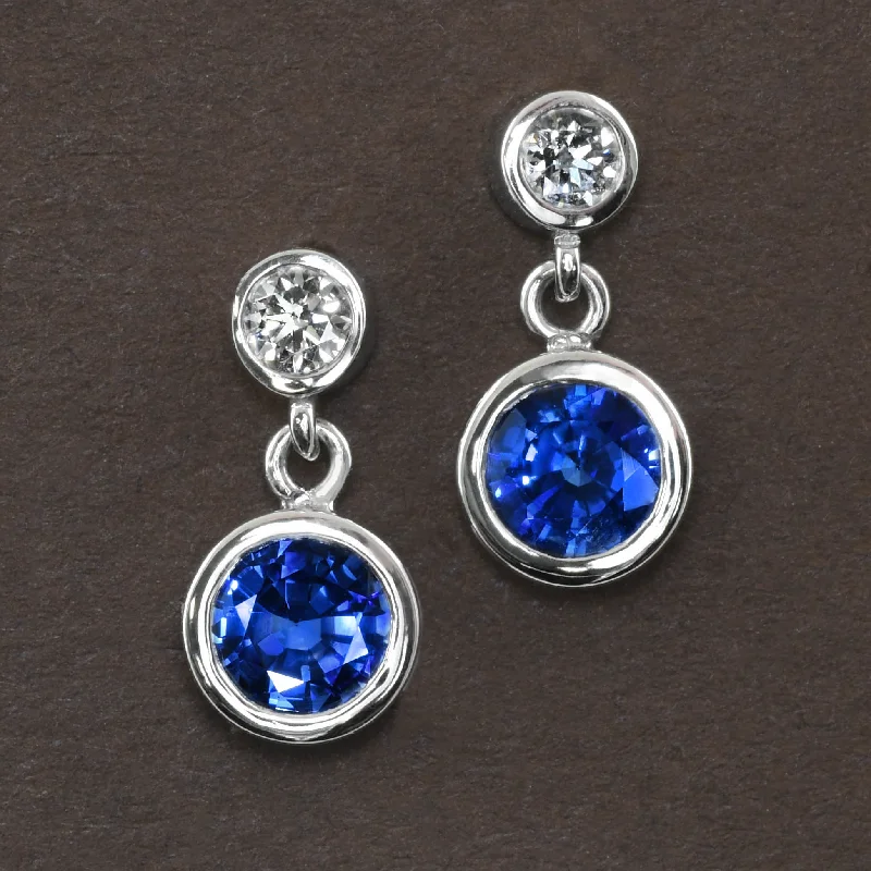 Sparkling Gold Earrings-Sapphire And Diamond Drops By Plante Jewelers