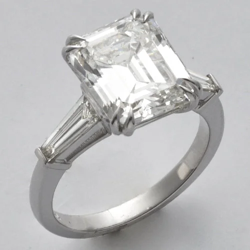 Unique Wedding Ring Set for Couples-18KW 5.68CTW EMERALD CUT DIAMOND BRIDAL RING