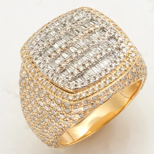 Designer Gold Ring-14KY+W 5.10CTW BAGUETTE DIAMOND MENS RING