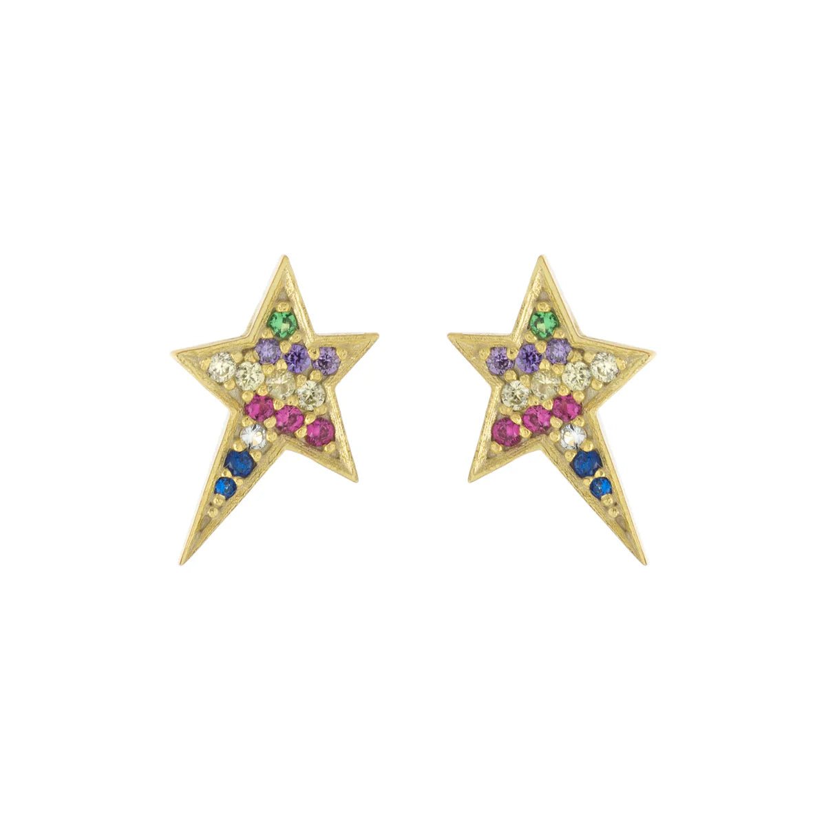 Wedding Earrings with Silver-YGP Sterling Multi-Color CZ Star Stud Earrings