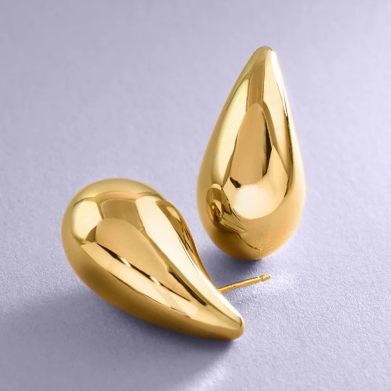 Round Diamond Earrings-Sculptural Teardrops