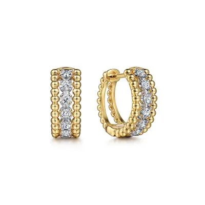 Elegant Jewelry Earrings-14K White and Yellow Gold 0.25ctw Diamond Huggie Earrings