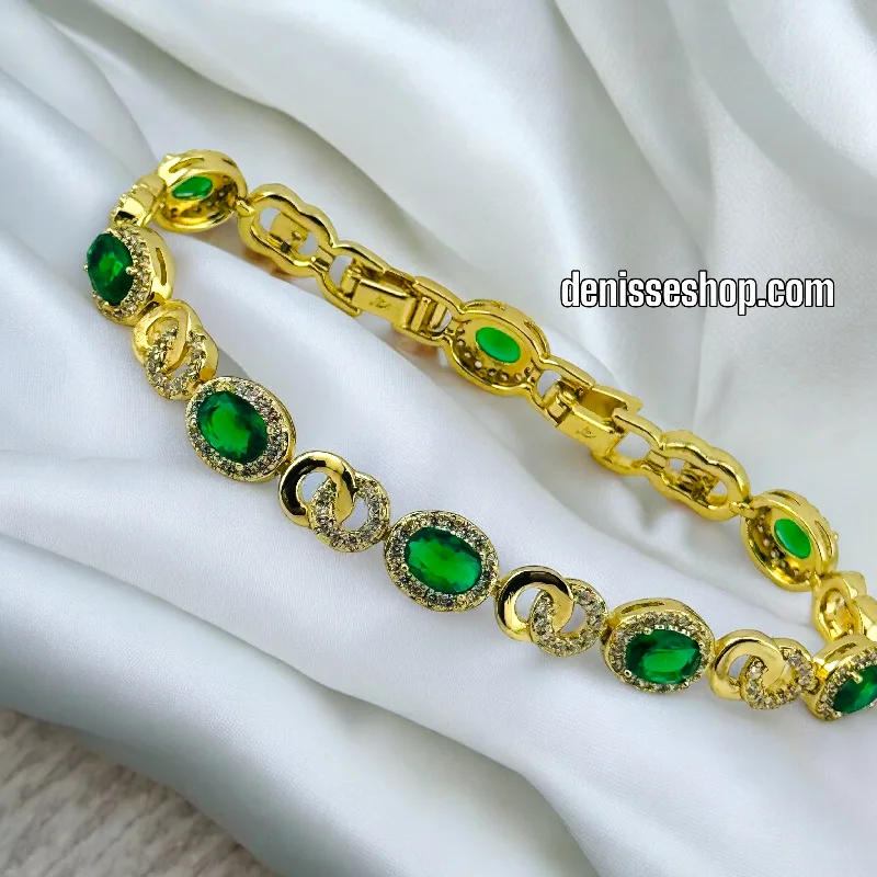 Dainty Beaded Bracelet for Women-14K GREEN DESIGN BRACELET BR494