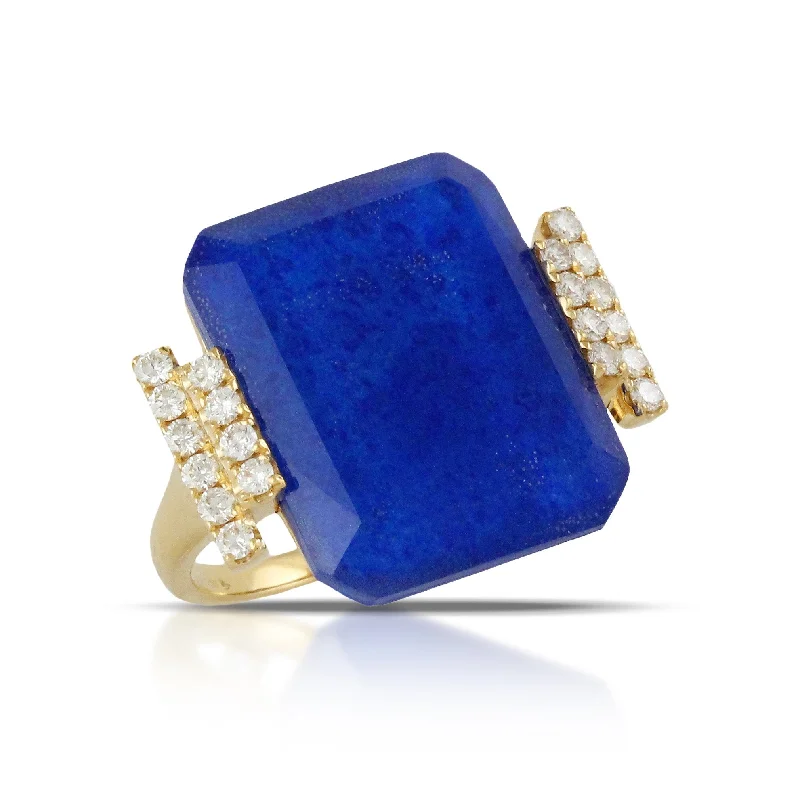 Personalized Name Ring-Doves Royal Lapis Collection 18K Yellow Gold Diamond Ring