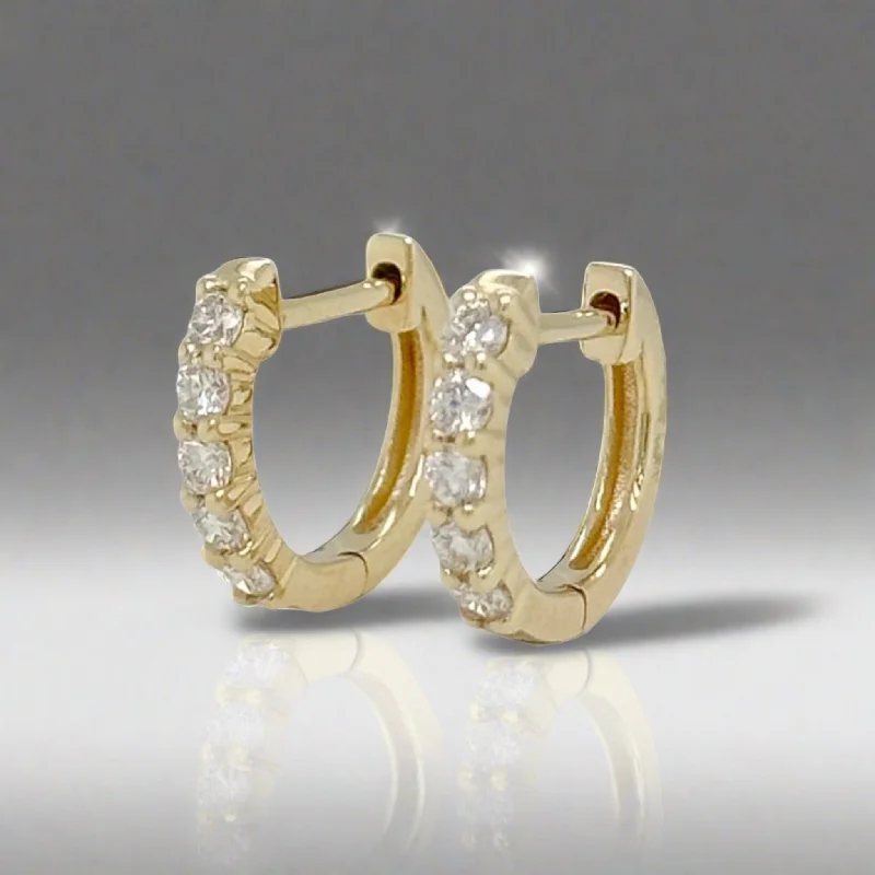 Sparkling Gold Earrings-14K Y Gold 0.30ctw H/SI2 Small Diamond Hoop Earrings