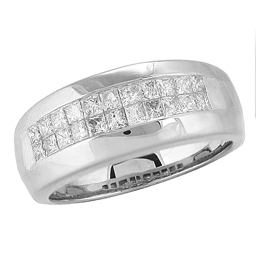 Simple Diamond Engagement Ring-14KW 1.00CTW MENS PC DIAMOND RING - 2-ROW CHANNEL