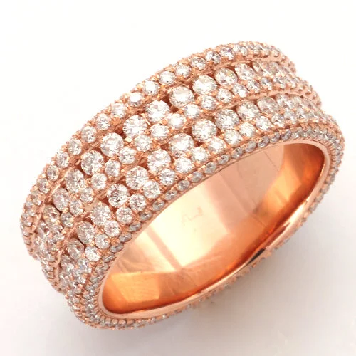 Men's Engagement Ring-14KR 3.75CTW DIAMOND 3-ROW MENS RING